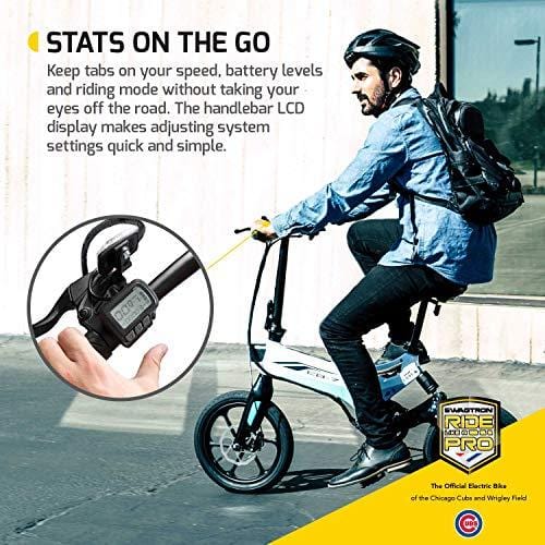 Swagtron Swagcycle EB-7 Elite Folding Electric Bike, 16-Inch Wheels, Swappable Battery with Keylock & Rear Suspension (White)