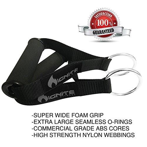 Ignite Fitness Ultra Heavy Duty Elite Exercise Handles Solid ABS Cores, Comfortable Extra Wide Foam Grips, Seamless O Rings - Perfect Resistance Band Handles Crossfit Bodybuilding
