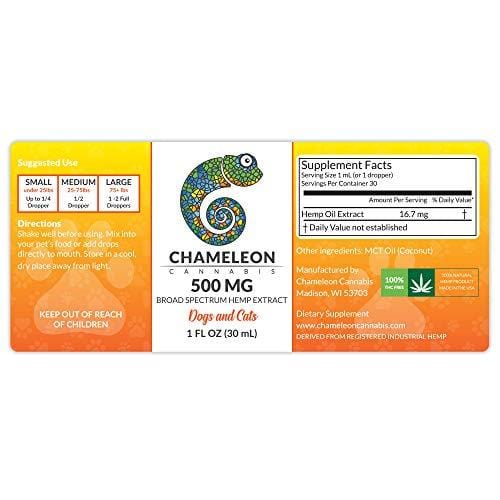 Hemp Extract Oil for Dog and Cats - 500mg - For Separation Anxiety | Pain Relief | Calming | Joint Support | Organic | Non-GMO | Made in the USA - 30mL