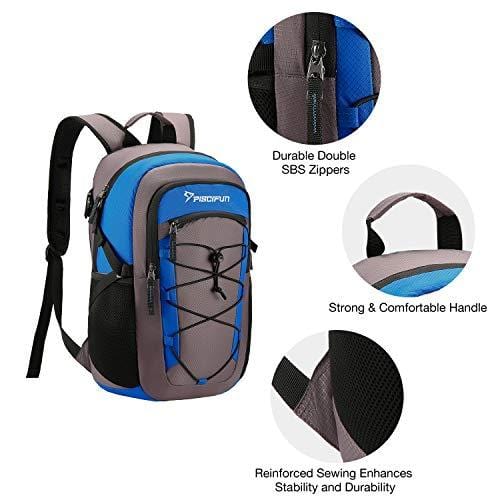 Piscifun Insulated Cooler Backpack with 6 Cool Coolers, Leakproof Lightweight Cooler Bag, Soft Backpack Cooler for Men and Women Bag Cooler for Lunch, Picnic, Fishing, Hiking Gray & Blue