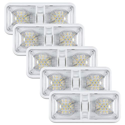 Kohree 12V Led RV Ceiling Dome Light RV Interior Lighting for Trailer Camper with Switch, Natural White 4000-4500K 600 Lumens (Pack of 5)