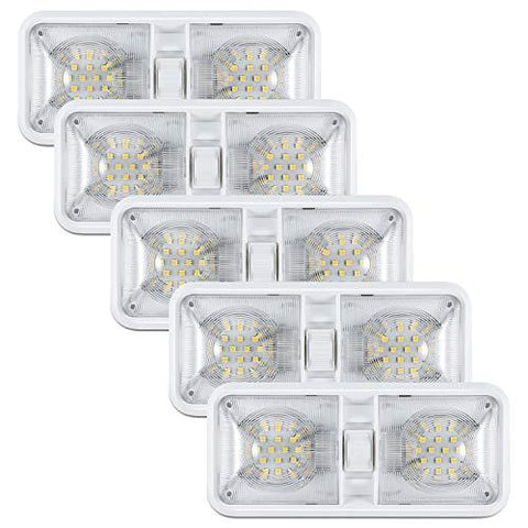 Kohree 12V Led RV Ceiling Dome Light RV Interior Lighting for Trailer Camper with Switch, Natural White 4000-4500K 600 Lumens (Pack of 5)