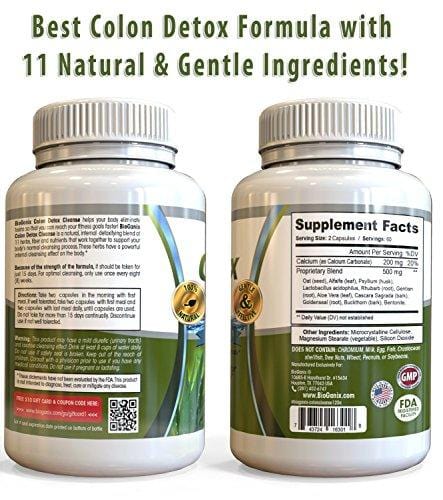 BioGanix Colon Detox Cleanse & Weight Loss Pills (120 Capsules) Quick 15-Day Ultimate Intensive Herbal Supplement Formula - Total Cleansing Flushes Toxins & Eliminates Waste