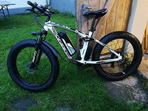 Cyrusher XF800 Fat Tire Electric Bike 1000W 48V Mens Mountain Bike Snow Ebike 26inch Bicycle Full Suspension Fork Hydraulic Brakes