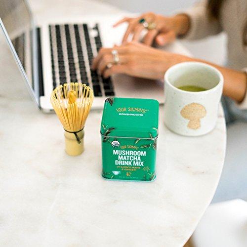 Four Sigmatic Mushroom Matcha, USDA Organic, Ceremonial Grade Matcha Grean Tea Powder with Lions Mane Mushroom Powder & Ginger, Balanced Energy & Focus, Vegan, Paleo, 60g - 20 servings, 2.12 Ounce