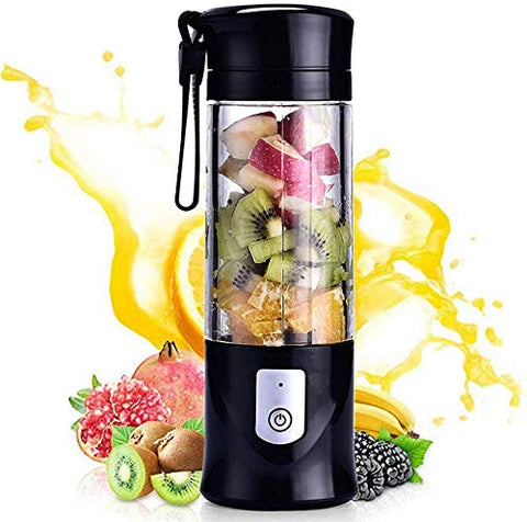 Portable blender, Mini Fruit Juicer Cup, Personal Small Electric Juice Mixer Machine with USB Rechargeable 4000mAh Battery powered 420ML Travel Bottle (Black)