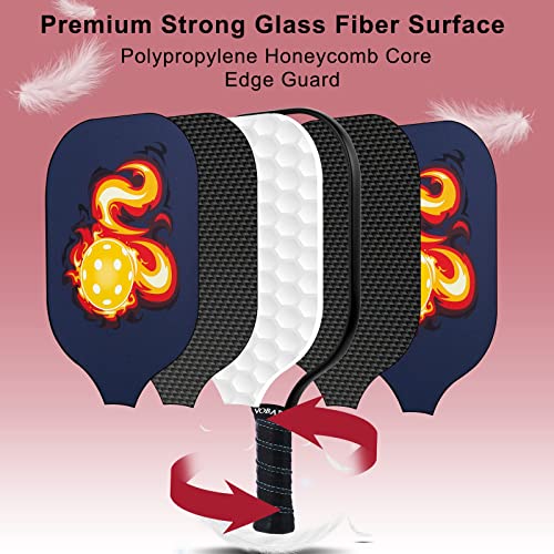 TNELTUEB Pickleball Paddle Set of 4 with 8 Balls A Portable Bag USAPA Approved Lightweight Pickleball Paddles Racquet in Advanced Fiberglass Surface, Polypropylene Honeycomb Core for Kids Men