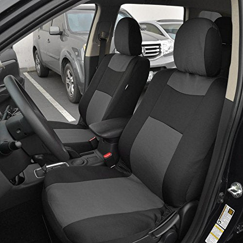 BDK OS309CC Charcoal Gray Polypro Black/Car Seat Cover, Easy Wrap Two-Tone Accent for Auto, Split Bench