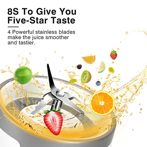 Portable Blender for Smoothies and Shakes, Personal Blender with Rechargeable USB, Mini Blender with 2 Vacuum Juicer Cup & Pump, Fruit Vegetable Blender with Stainless-Steel Blades, BPA Free