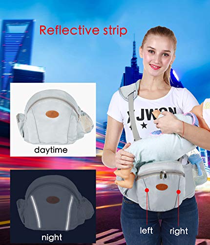 Baby Hip Seat Carrier Baby Waist Stool for Child Infant Toddler with Adjustable Strap Buckle Pocket Soft Inner Huge Storage (Pink)