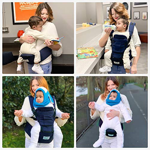 BABY STEPS Baby Carrier Hip Seat Ergonomic 6-in-1, Soft Carrier hipseat for All Seasons, Adjustable Waistband 6 Comfortable & Safe Positions, Perfect for Alone Nursing from Infant to Toddlers