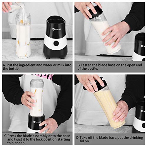 Mini Blender Smoothie Maker with 2 Tritan Bottles BPA-Free, Personal Portable Blender for Smoothies and Shakes, Small Blender Juicer for Office and Travel