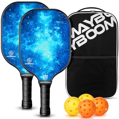 Pickleball Paddles Set of 2/4, USAPA Approved Pickleball Set Pickleball Rackets 2 Pack, Fiberglass Surface Pickle-Ball Equipment, Pickleball Racquet Gifts for Beginners & Pros(Blue)