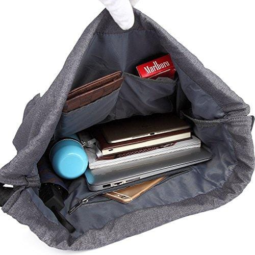 Drawstring Sports Backpack Lightweight Gym Yoga Sackpack Shoulder Rucksack for Men and Women-Dark Grey