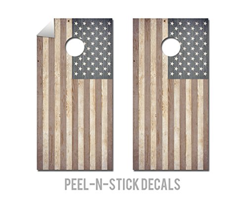 Cornhole Crew Wood Looking American Flag ACA Regulation Size Cornhole Board Decals