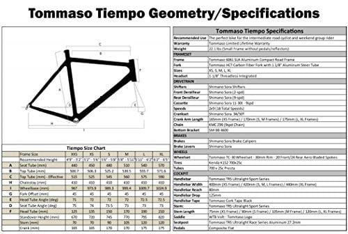 Tommaso Tiempo - Closeout XS, Small Sizes Only - Endurance Aluminum Road Bike, Carbon Fork, Shimano Sora, 18 Speeds, Aero Wheels - Black/Red/White - Extra Small