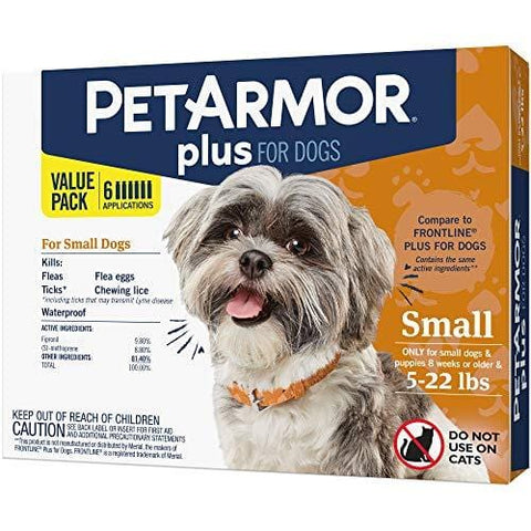 PetArmor Plus for Dogs, Flea and Tick Prevention for Small Dogs (5-22 Pounds), Includes 6 Month Supply of Topical Flea Treatments