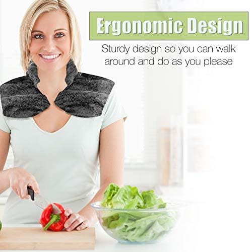 Heating Pad for Neck and Shoulders with Aromatherapy Herbs | Microwavable Wrap for Heat Therapy Pain Relief | Reusable Weighted Hot/Cold Pack | Eases Soreness, Anxiety, Headache (Grey)
