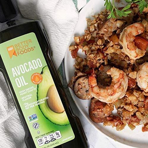 BetterBody Foods 100% Pure Avocado Oil Naturally Refined Cooking Oil Non-GMO 16.9 Ounce Keto & Paleo