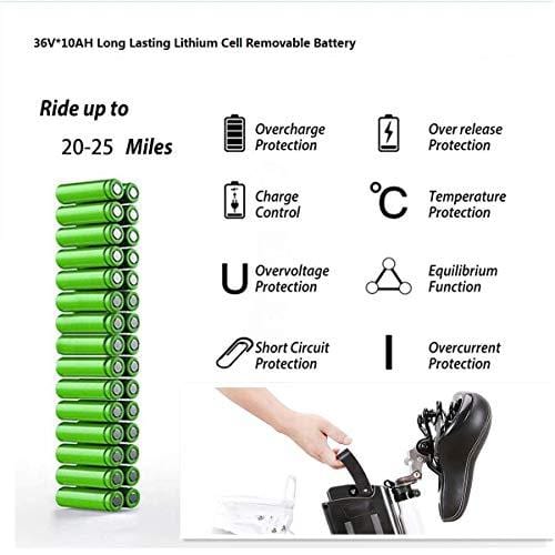 NAKTO 26" City Fat Tire Adult Electric Bicycles and 300W Assisted Bicycle for Men Woman with Removable 36V 10A Large Capacity Lithium Battery and Charger