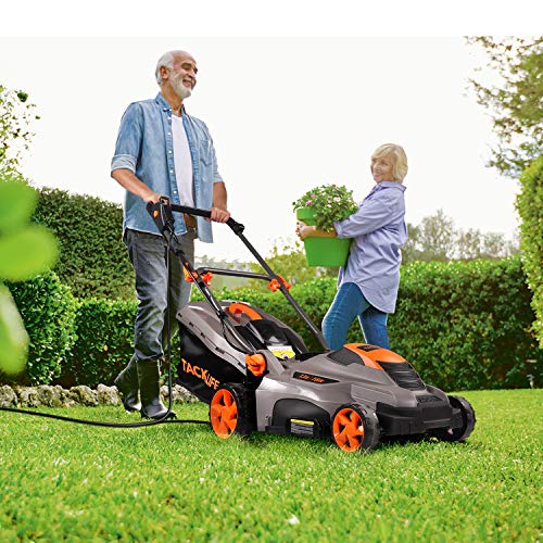 TACKLIFE Lawn Mower, 16-Inch 13-Amp Electric Lawn Mower, 5 Adjustable Mower Heights, Adjustable and Foldable Handlebars, Low Noise, Tool-Free Assembly, 13.2Gal Grass Box - KALM1540A
