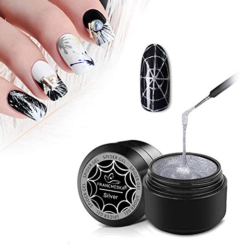 Mggsndi Nail Polish Gel,Creative Elastic Nail Wire Painting Drawing Gel DIY Spider Painted UV Lacquer Varnish Base Manicure Kit Decor Nail Art Supplies Tool Kit DIY Craft Jewelry Black