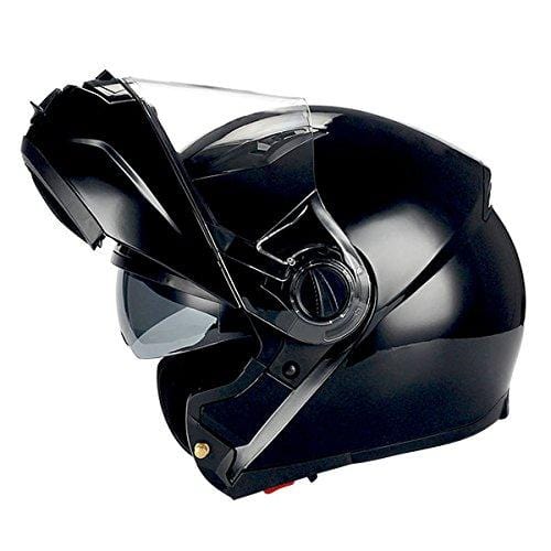 1Storm Commander Motorcycle Modular Full Face Helmet Flip up Dual Visor/Sun Shield; Glossy Black