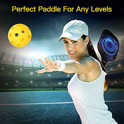 hrongshk Pickleball Paddles, Pickleball Paddles Set of 2, 4 Pickleball Balls and 1 Racket Bag, Lightweight Graphite Carbon Fiber Face, Polypropylene Honeycomb Core, Edge Guard Cushion Grip