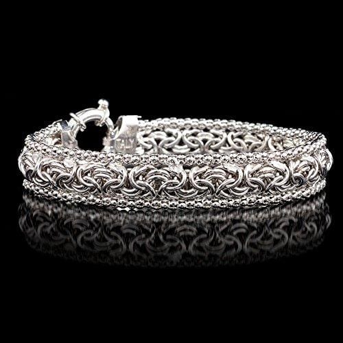 Ross-Simons Sterling Silver Narrow Beaded Byzantine Bracelet
