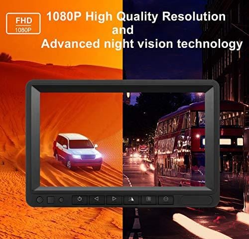 FHD 1080P Digital Wireless Dual Backup Camera 7'' Monitor Kit Split Screen for Trailer/RV/Truck/Camper Rear/Side/Front View Camera Night Vision IP69K Waterproof Driving/Reversing Use