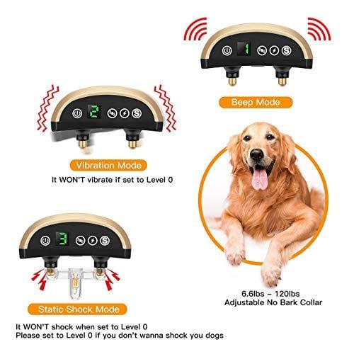 [NEW 2019] Humane Bark collar-Dog bark Collar-Anti Barking Collar Small Dogs Medium Large Dogs-Rechargeable Waterproof Anti bark Collar-No bark Collars Sound Warning Vibration Electric Stimulation