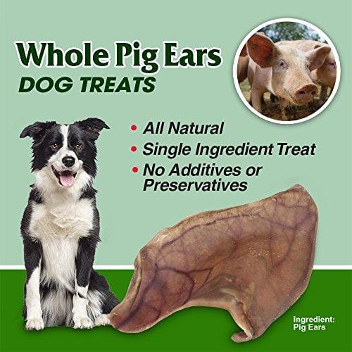 GigaBite Whole Pig Ears for Dogs (100 Pack) – USDA & FDA Certified All Natural Pork Ear Dog Treat – By Best Pet Supplies