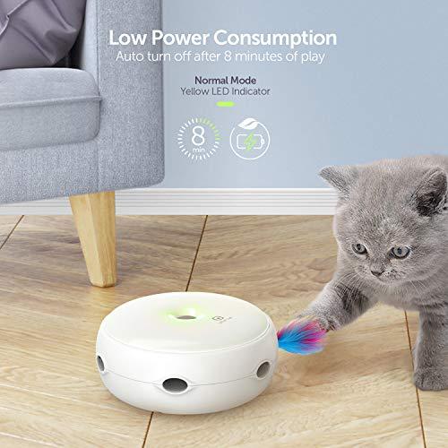 Interactive Cat Toys, VAVA Pet Cat Toys Three Modes Day&Night Play Automatic Randomly Stimulates Cat's Senses Easy Replace Feather(Included Battery&Spare Feather)