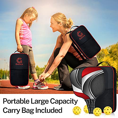 Gonex Pickleball Paddles Set, Graphite Pickleball Paddle Set and 4 Pickleball Balls, Pickleballs Rackets with Portable Bag for Man and Woman