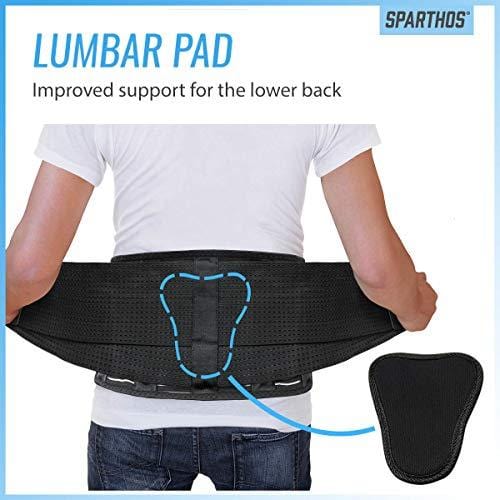 Back Brace by Sparthos - Immediate Relief for Back Pain, Herniated Disc, Sciatica, Scoliosis and more! – Breathable Mesh Design with Lumbar Pad – Adjustable Support Straps – Lower Back Belt [Size Med]