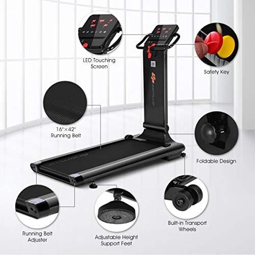 Goplus 1.5HP Electric Folding Treadmill Portable Motorized Running Machine Home Gym Cardio Fitness w/App (Black)