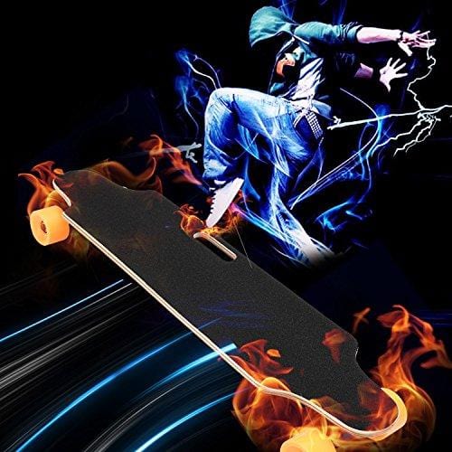 35.4" Electric Skateboard 10km Range 250W Hub-Motor 2.9" Wheels Longboard with Remote Controller Waterproof IP54 (Orange)