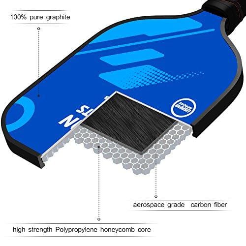 Autosan Pickleball Paddle Graphite Pickleball Racket Set with Free Carry Bag & eBook | Pickleball Racquet Lightweight and WideBody | USAPA Approved | Carbon Fiber Pickleball Paddle | PP Honeycomb Core