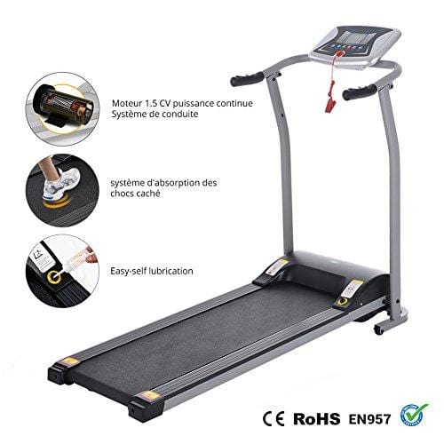 Folding Electric Treadmill Incline Motorized Running Machine Smartphone APP Control for Home Gym Exercise (Z 1.5 HP- Silver-Not with APP Control- Not Incline)