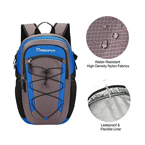 Piscifun Insulated Cooler Backpack with 6 Cool Coolers, Leakproof Lightweight Cooler Bag, Soft Backpack Cooler for Men and Women Bag Cooler for Lunch, Picnic, Fishing, Hiking Gray & Blue