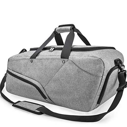 Gym Bag Sports Duffle Bag with Shoes Compartment Waterproof Large Travel Duffel Bags Weekender Overnight Bag for Men Women 45L Grey