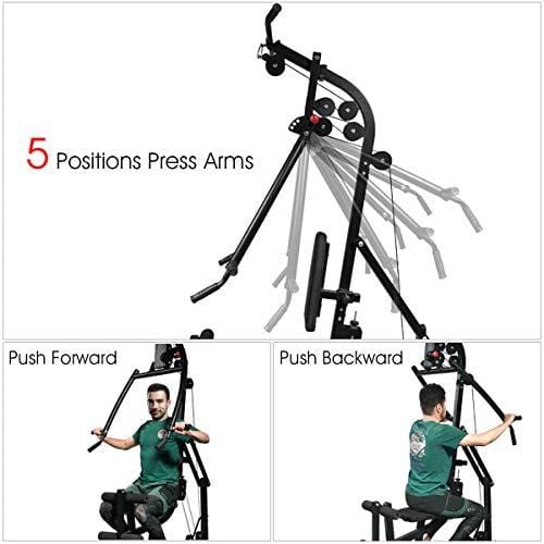GOPLUS Multifunctional Trainer Free Weight Strength Training Home Gym Station Workout Machine for Total Body Training Max Load 330LBS (Black)
