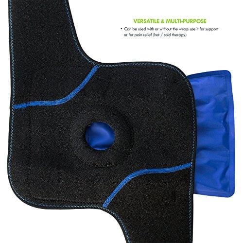 Knee Support Brace Wrap with Ice Gel Pack for Hot and Cold Therapy: for ACL, Meniscus Tear, Golf/Tennis Elbow, Sports, Knee Pain, Tendonitis, Pain Relief, etc. (Flexible, Reusable and Multi-Purpose)