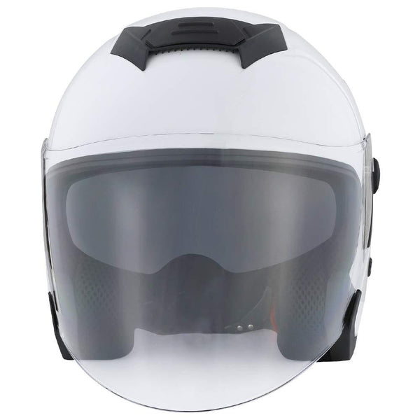 1STORM MOTORCYCLE OPEN FACE HELMET SCOOTER CLASSICAL KNIGHT BIKE DUAL LENS/SUN VISOR GLOSSY White