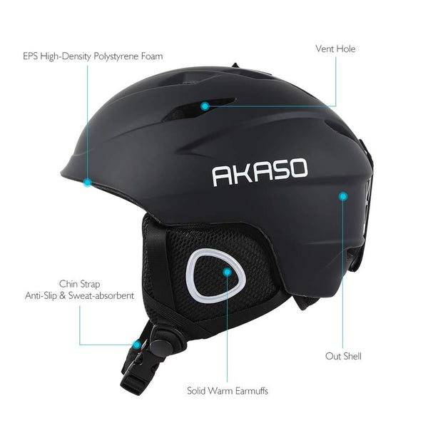 AKASO Ski Helmet, Snowboard Helmet - Climate Control Venting, Dial Fit, Goggles Compatible, Removable Fleece Liner and Ear Pads, Safety-Certified Snow Helmet for Men & Women