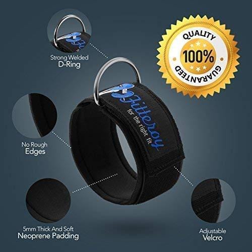 Fitteroy Cable Machine Attachments Handles and Ankle Strap - Gym and Home Gym Accessories - Exercise Handles and Leg Strap for Resistance Bands