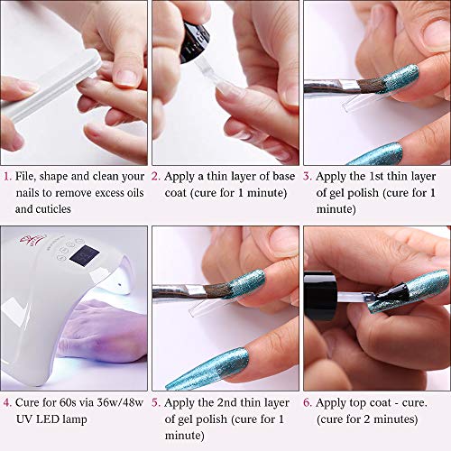 Makartt Glitter Gel Nail Polish Set, 6 Colors Fall Silver Rose Gold Purple Blue Green Holographic Gel Nail Polish, Sparkle Gel Polish Set for Women Home and Salon Use, P-32