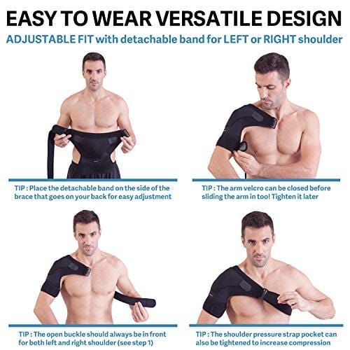 Shoulder Brace for Men and Women+ Bonus – for Torn Rotator Cuff Support,Tendonitis, Dislocation, Bursitis, Neoprene Shoulder Compression Sleeve Wrap by Zenkeyz