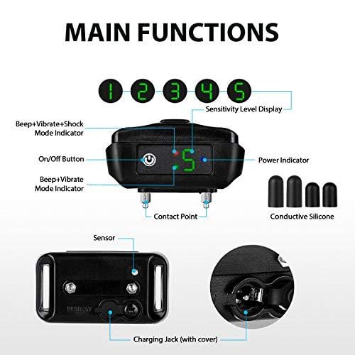 [Newest 2019]Dog Bark Collar-5 Adjustable Sensitivity and Intensity Levels-Dual Anti-Barking Modes-Rechargeable/Rainproof/Reflective -No Barking Control Dog shock Collar for Small Medium Large Dog