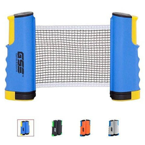 GSE Games & Sports Expert Anywhere Retractable Table Tennis Net and Post. Adjustable Replacement Ping Pong Net (4 Colors) (Blue)